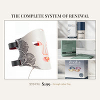 The Complete System of Renewal — ION LED mask, DAILY GLOW serum, Collagen Renewal Mask, and Discovery eye patches. $314.96 value, $199 through Labor Day.