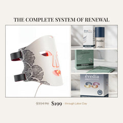 The Complete System of Renewal — ION LED mask, DAILY GLOW serum, Collagen Renewal Mask, and Discovery eye patches. $314.96 value, $199 through Labor Day.